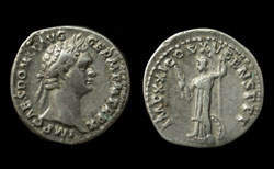 Domitian, Denarius, Minerva holding Spear & Thunderbolt reverse